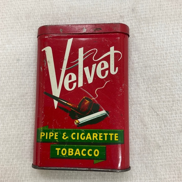 Vintage Other - Vintage Velvet Pipe & Cigarette Tobacco Tin Collectible